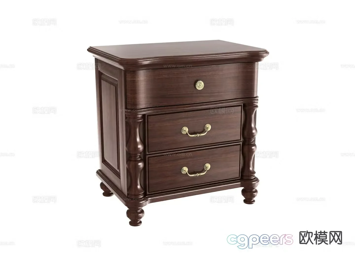 American bedside table 3d model