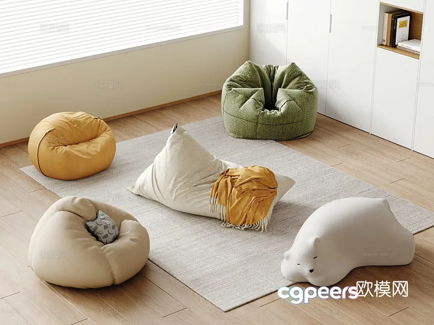 Modern lazy sofa combination papa Bean bag lazy sofa 3D model