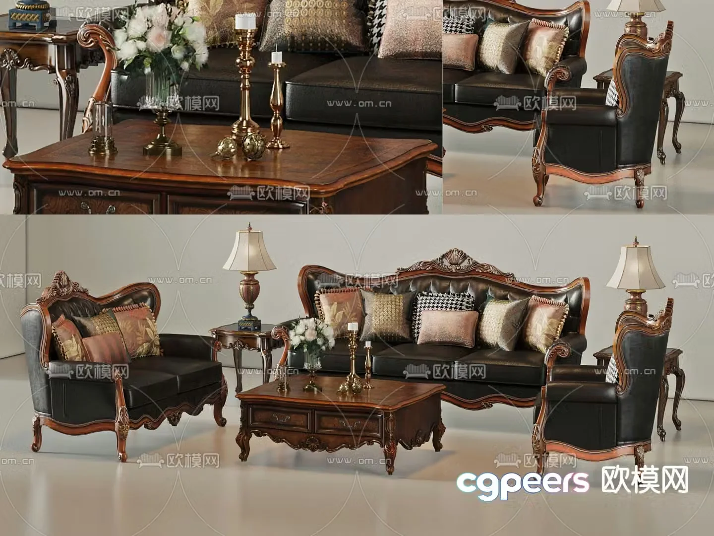American sofa European style modular sofa 3d model