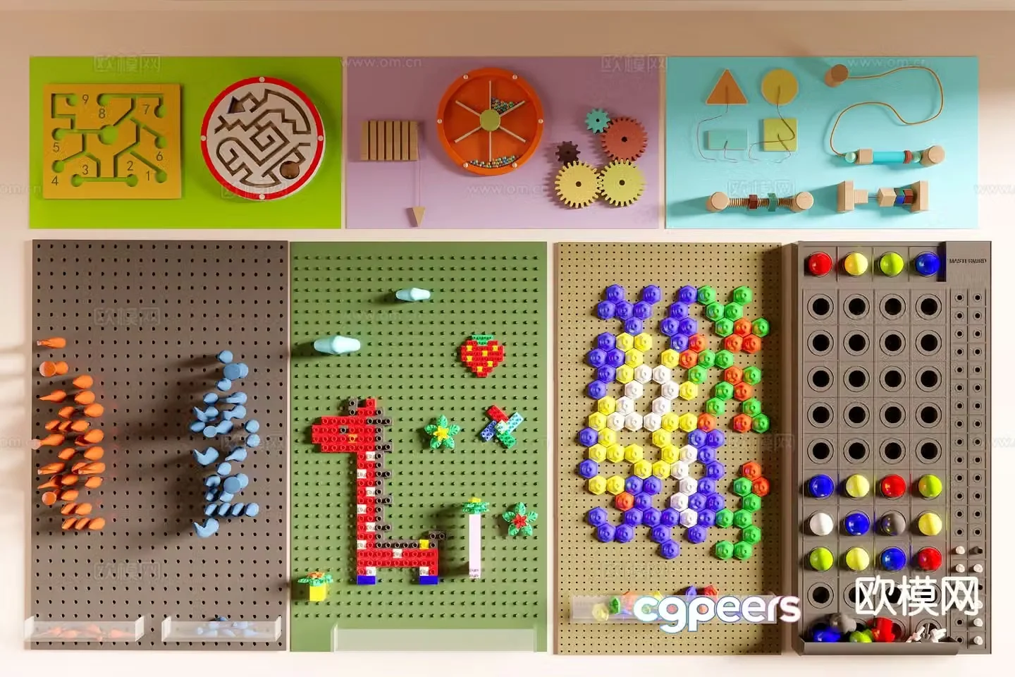 Children’s educational wall building block wall 3D model