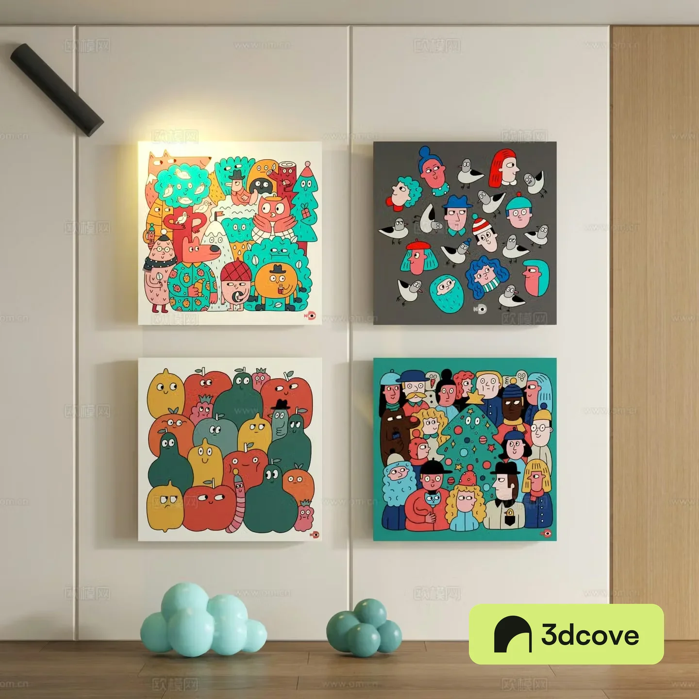 Modern children cartoon doodle decorative painting