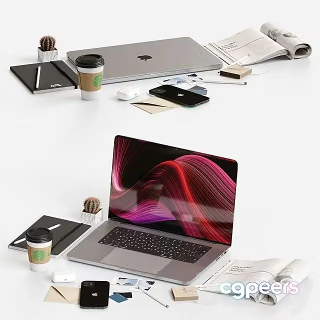 3ds Max Free – Decorative Set on the Desktop 1