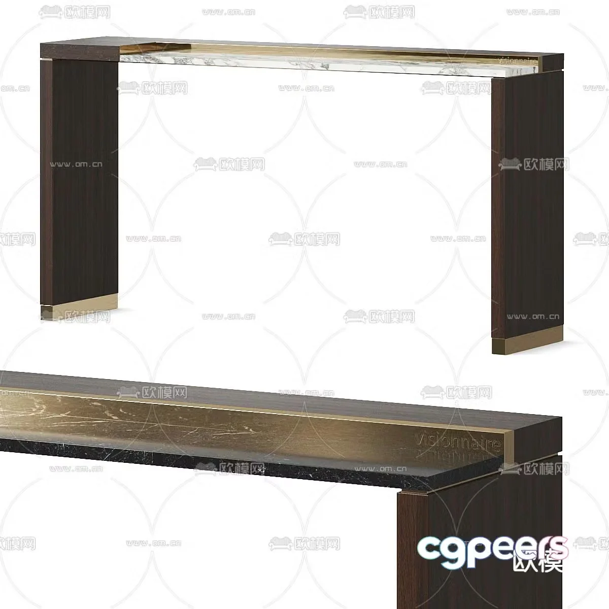 Modern end viewing platform long table 3D model