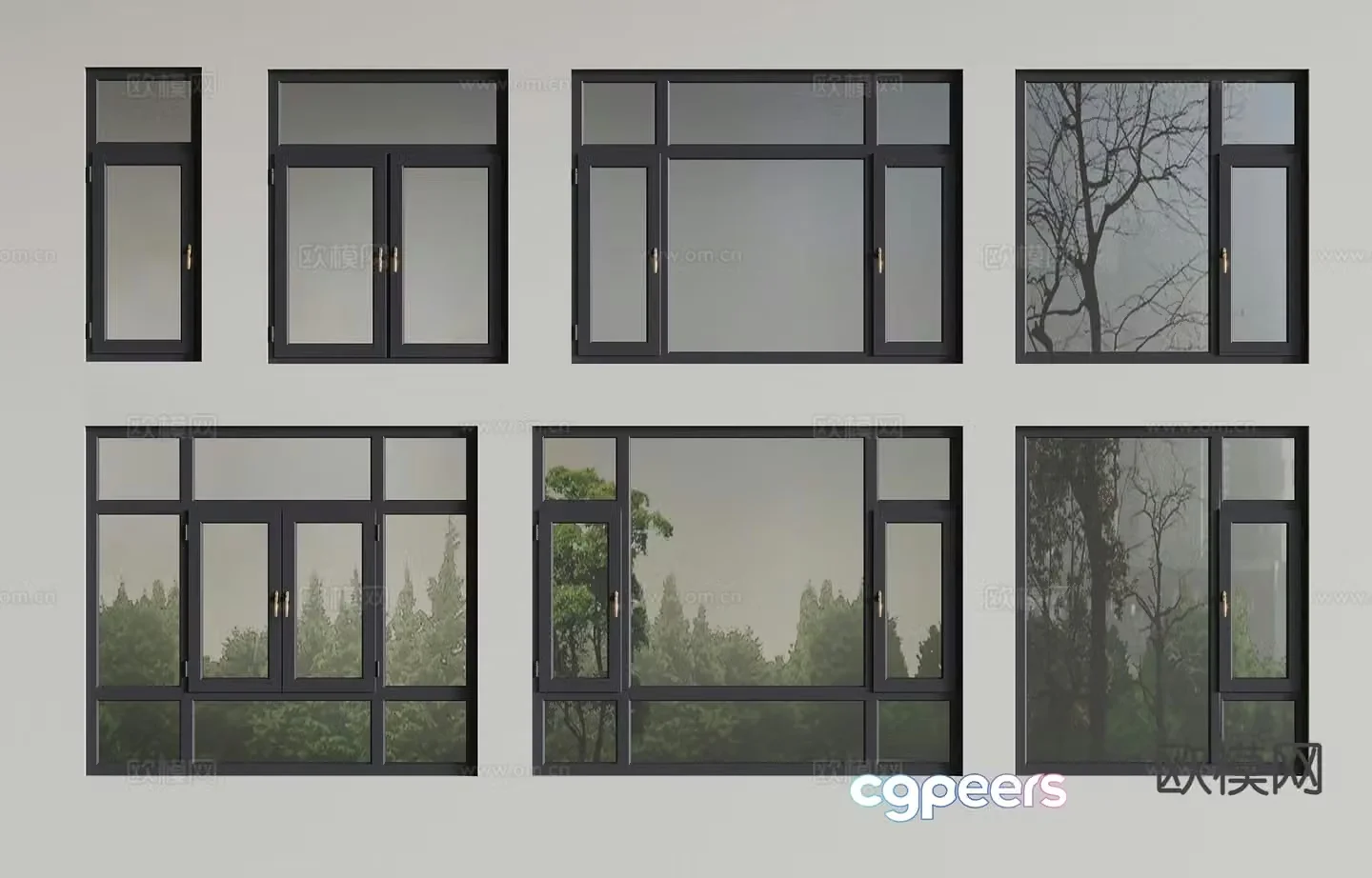 Modern window casement window floor-to-ceiling window 3d model