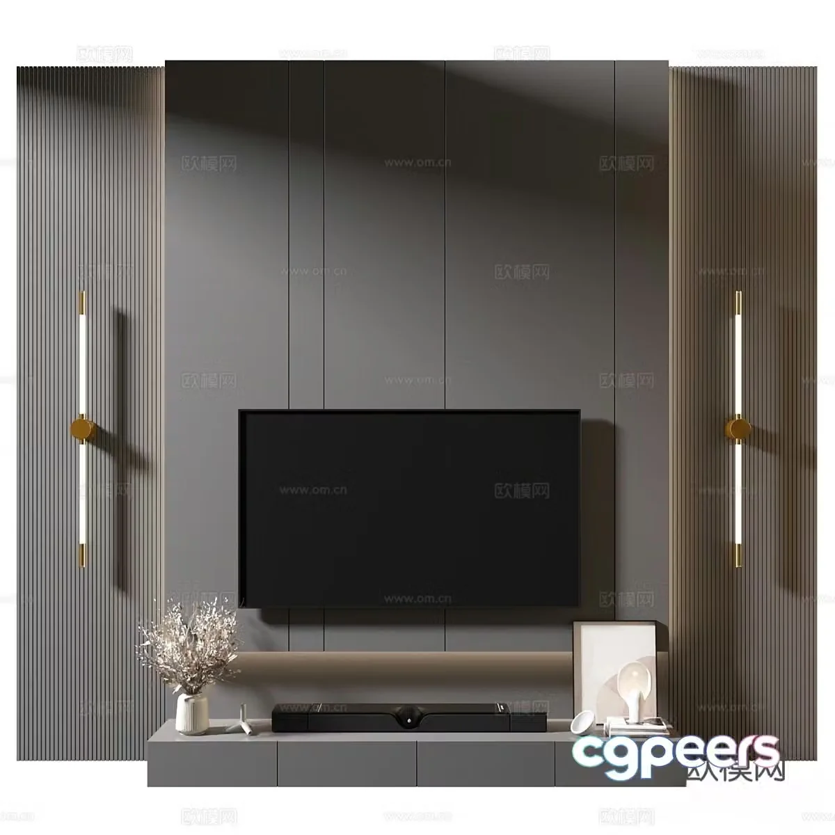 Italian TV background wall 3D model