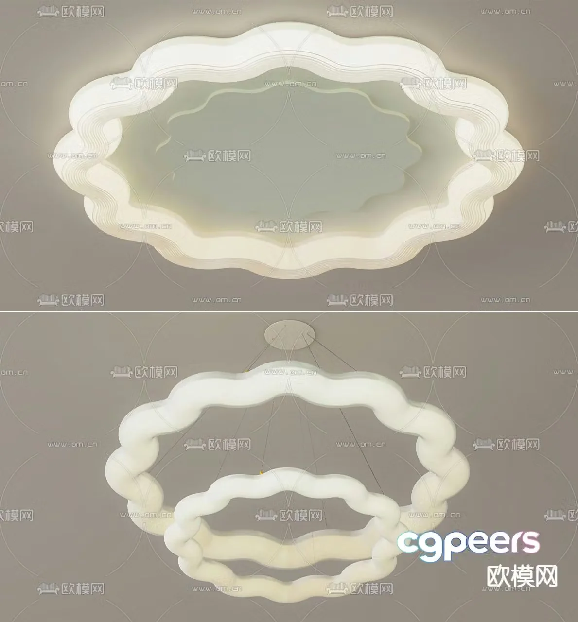Creamy air ceiling lamp Bedroom lamp 3d model