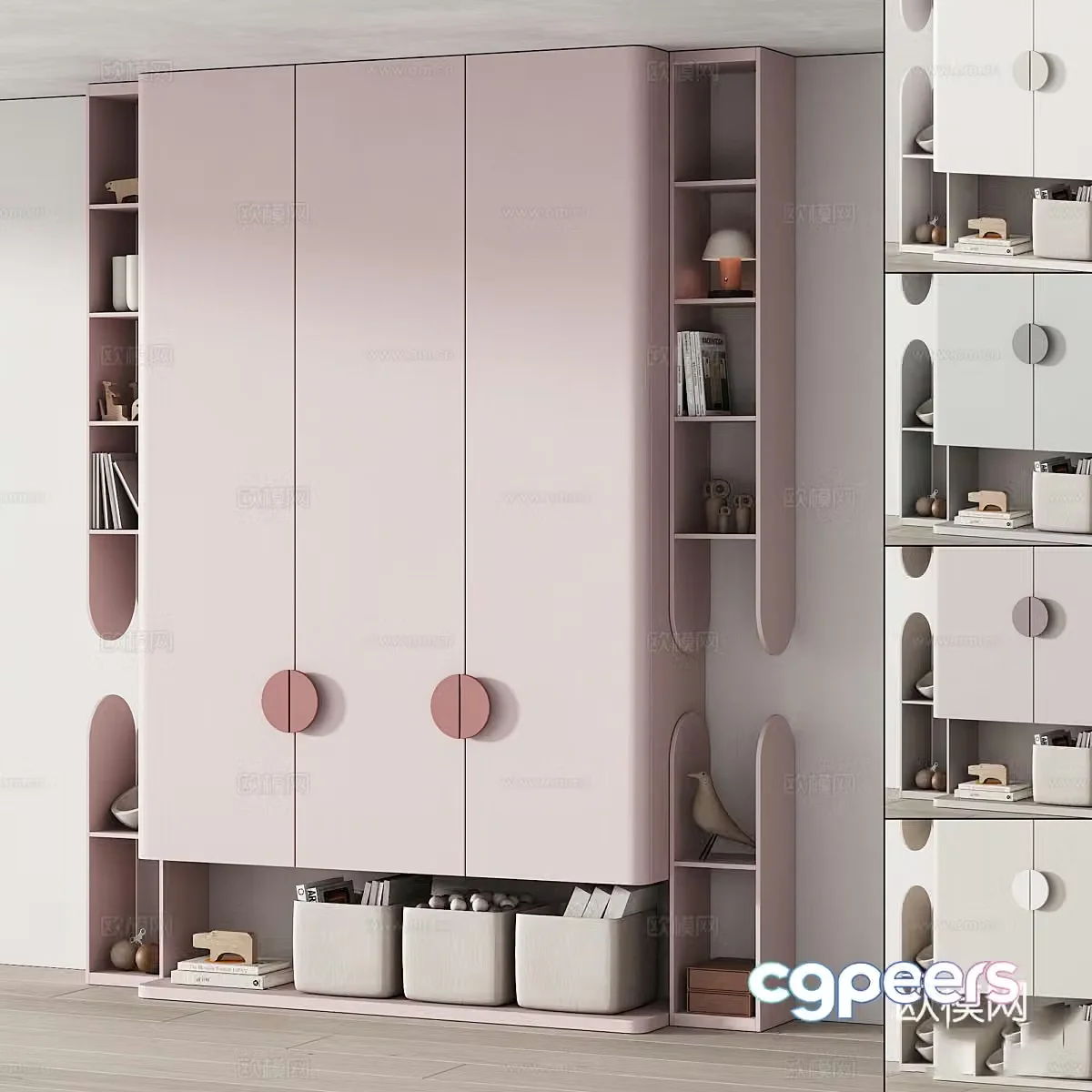 Modern creamy style children’s wardrobe 3d model
