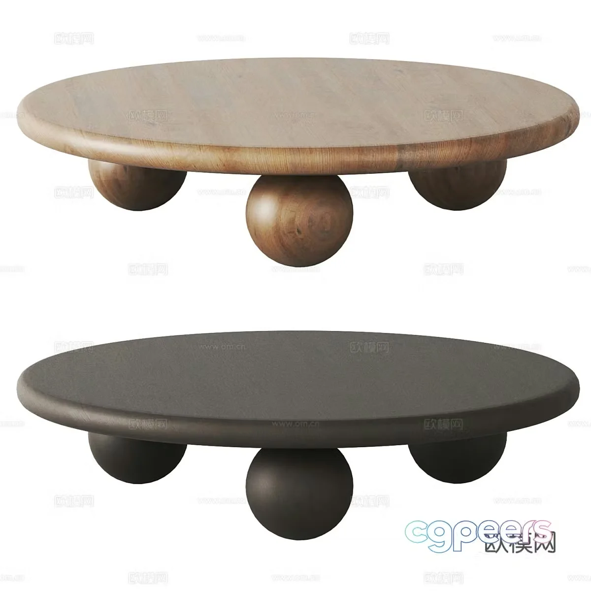 Modern Italian solid wood round coffee table 3D model