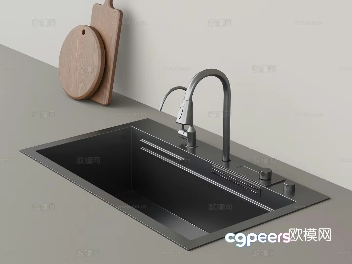 Sink modern stainless steel sink kitchen sink under counter basin faucet wash basin 3D model