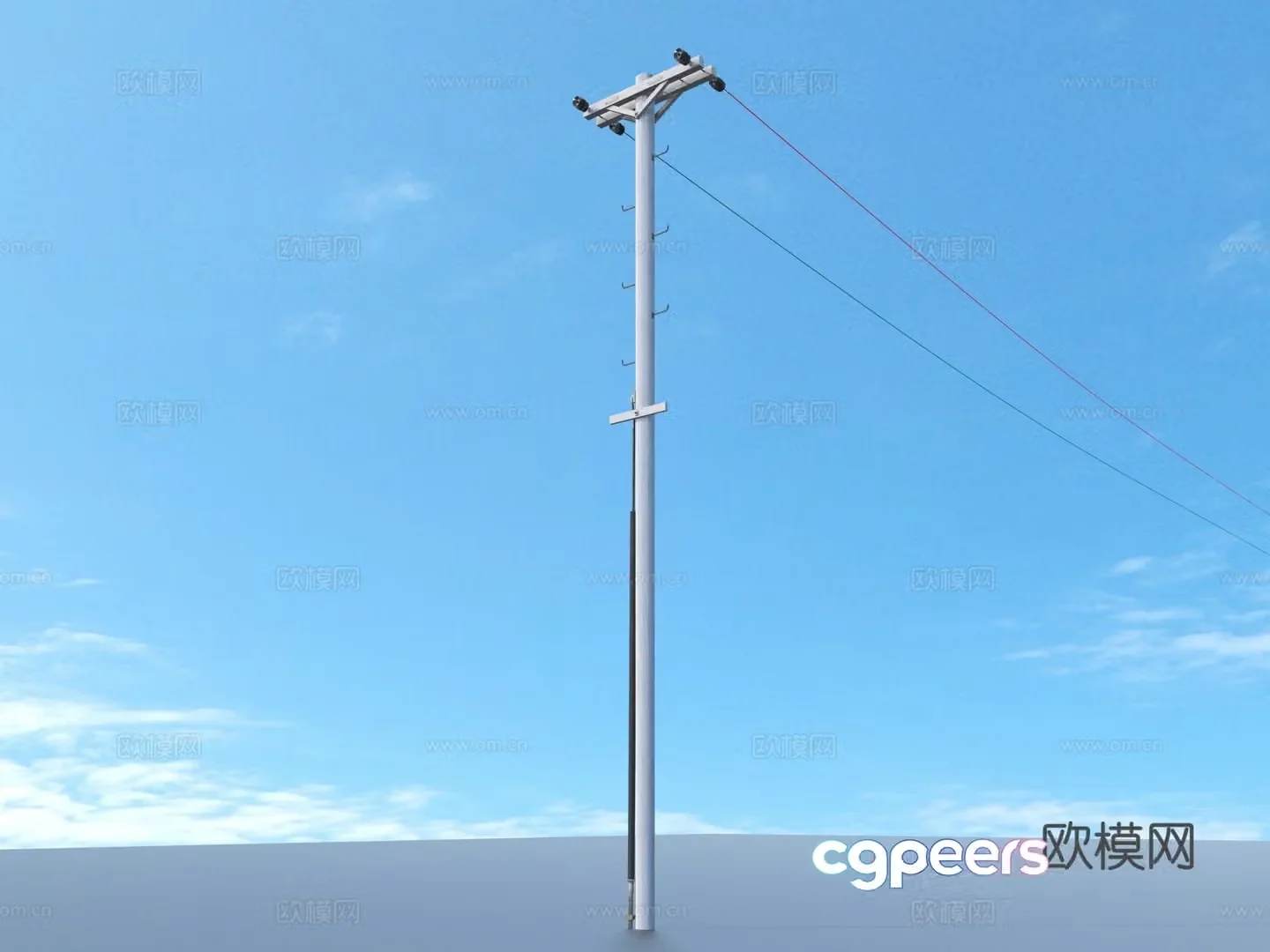 Telephone pole Wire High voltage wire AC wire 3D model