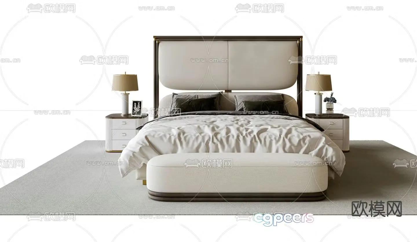 Modern double bed 3d model