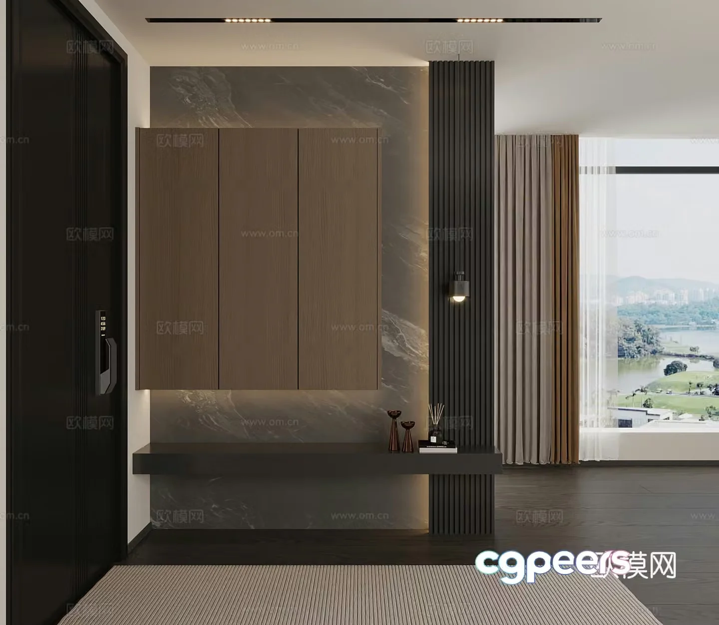 Modern Italian style entrance shoe cabinet entrance cabinet 3D model