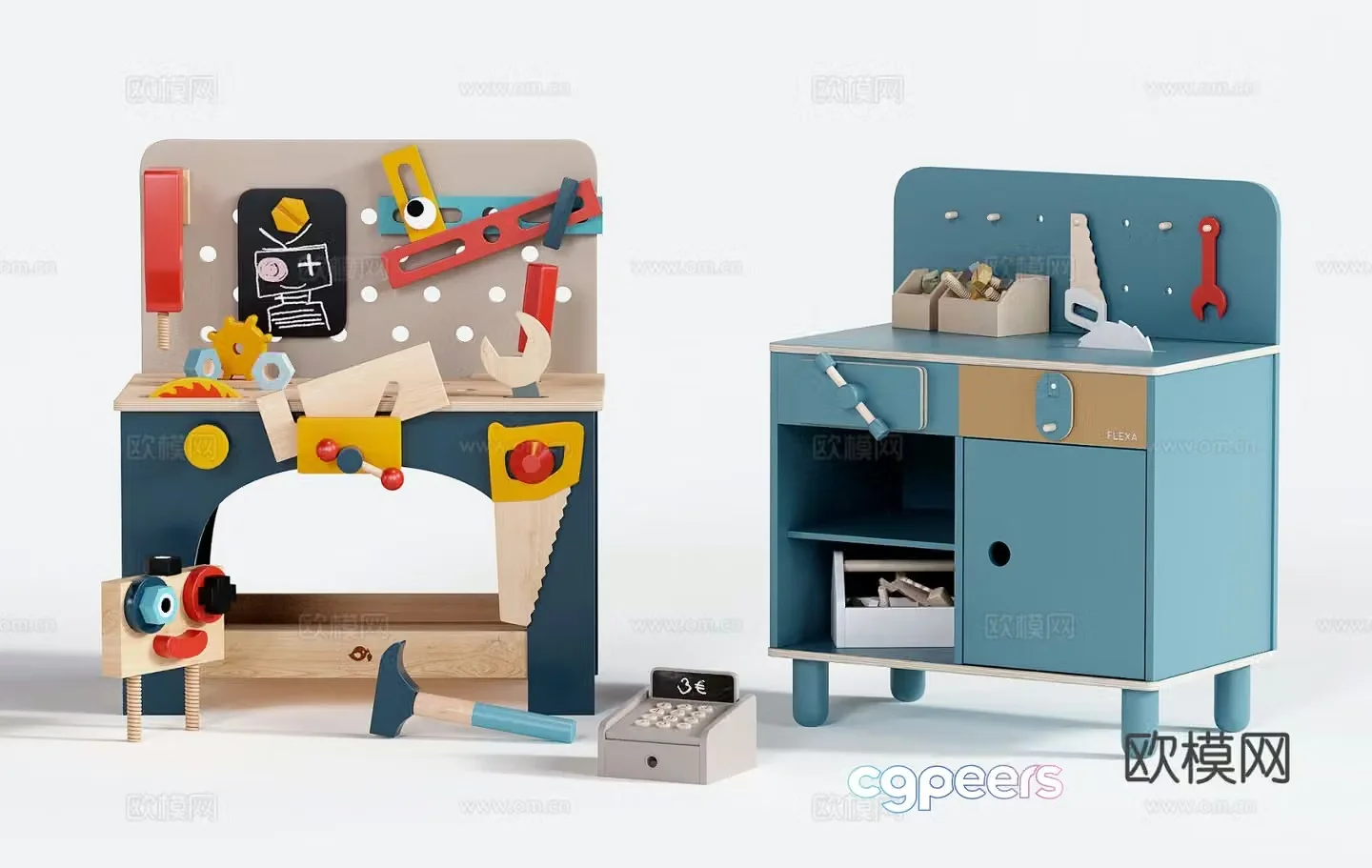Children’s Toys Tool Table Puzzle Building Blocks 3D Model