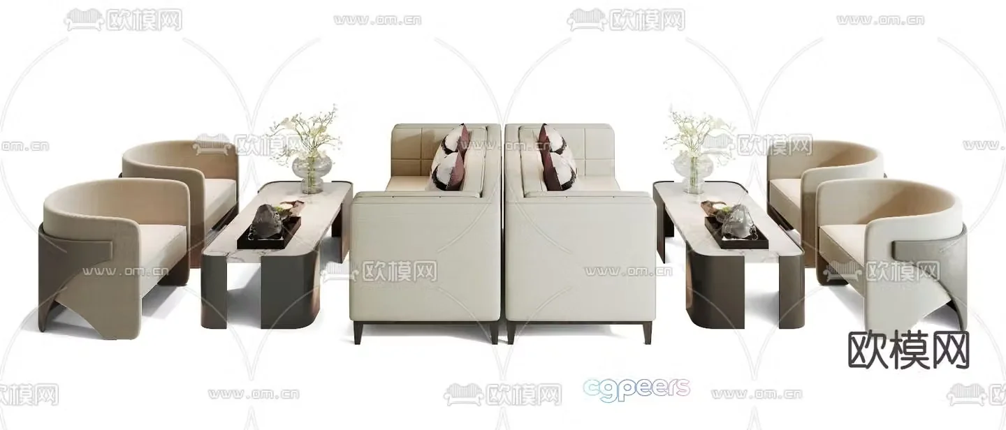 Negotiation sofa reception sofa reception sofa 3d model