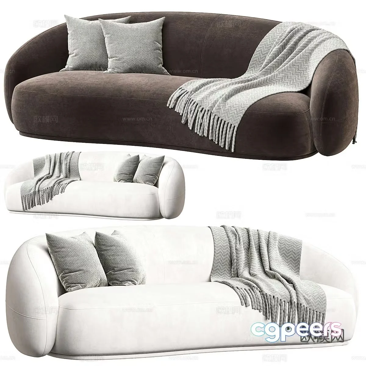 Modern Italian light luxury special-shaped sofa 3D model
