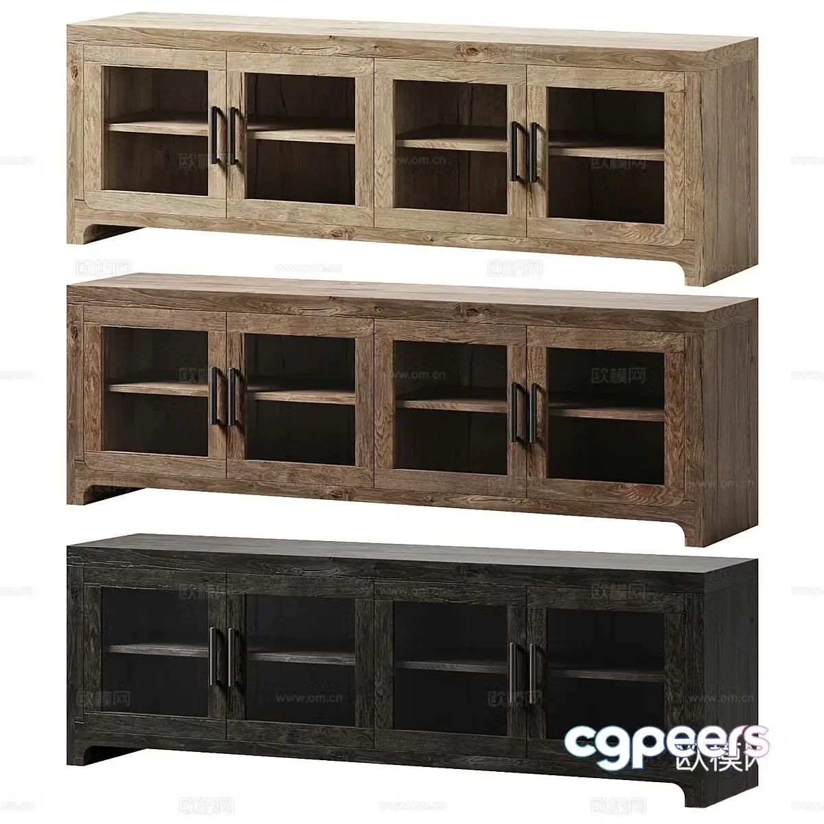 Modern industrial style wooden TV cabinet 3D model