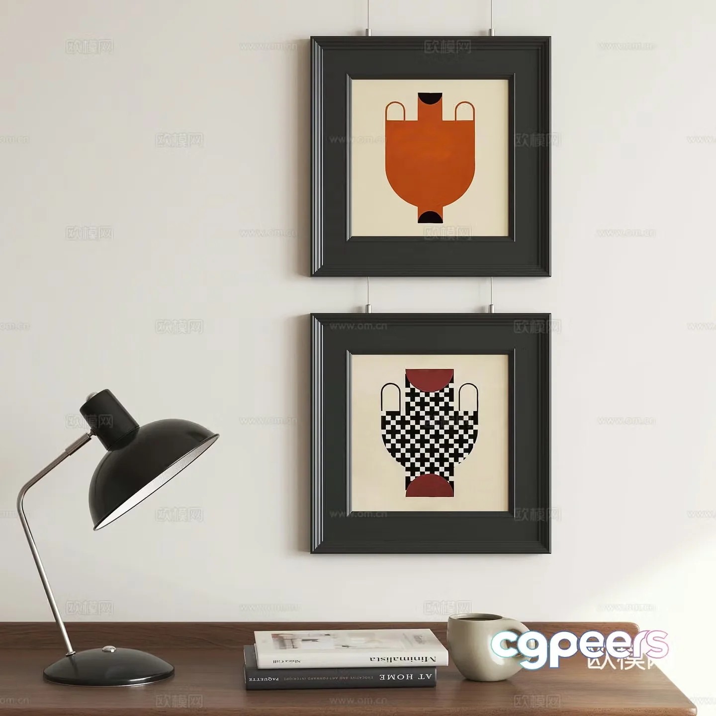 Modern medieval abstract hanging painting 3d model