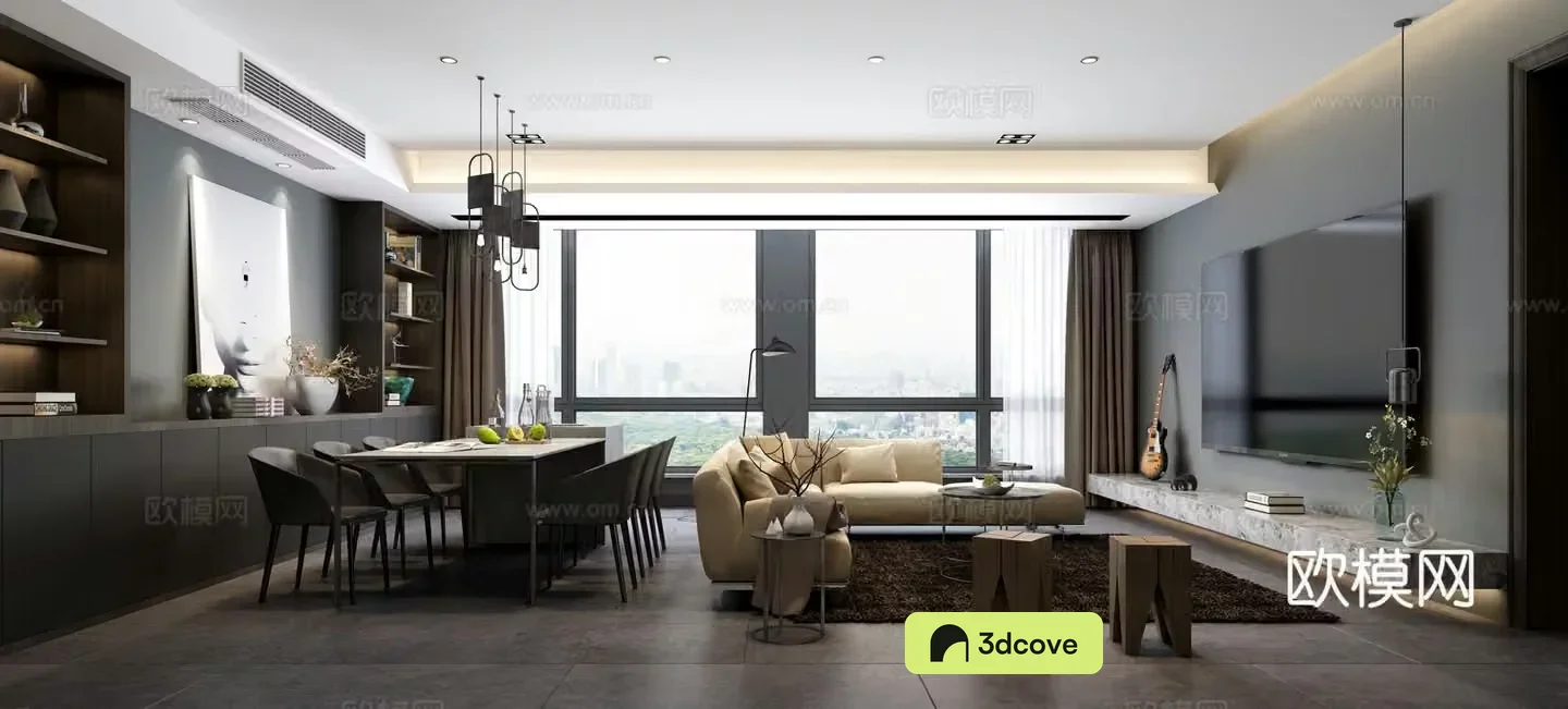 Modern black white and gray living room