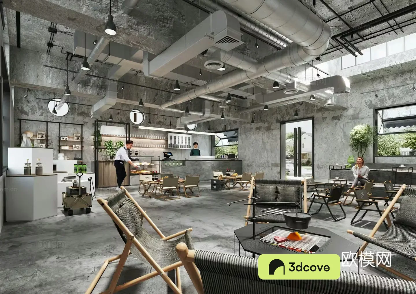 Modern industrial style internet celebrity coffee shop