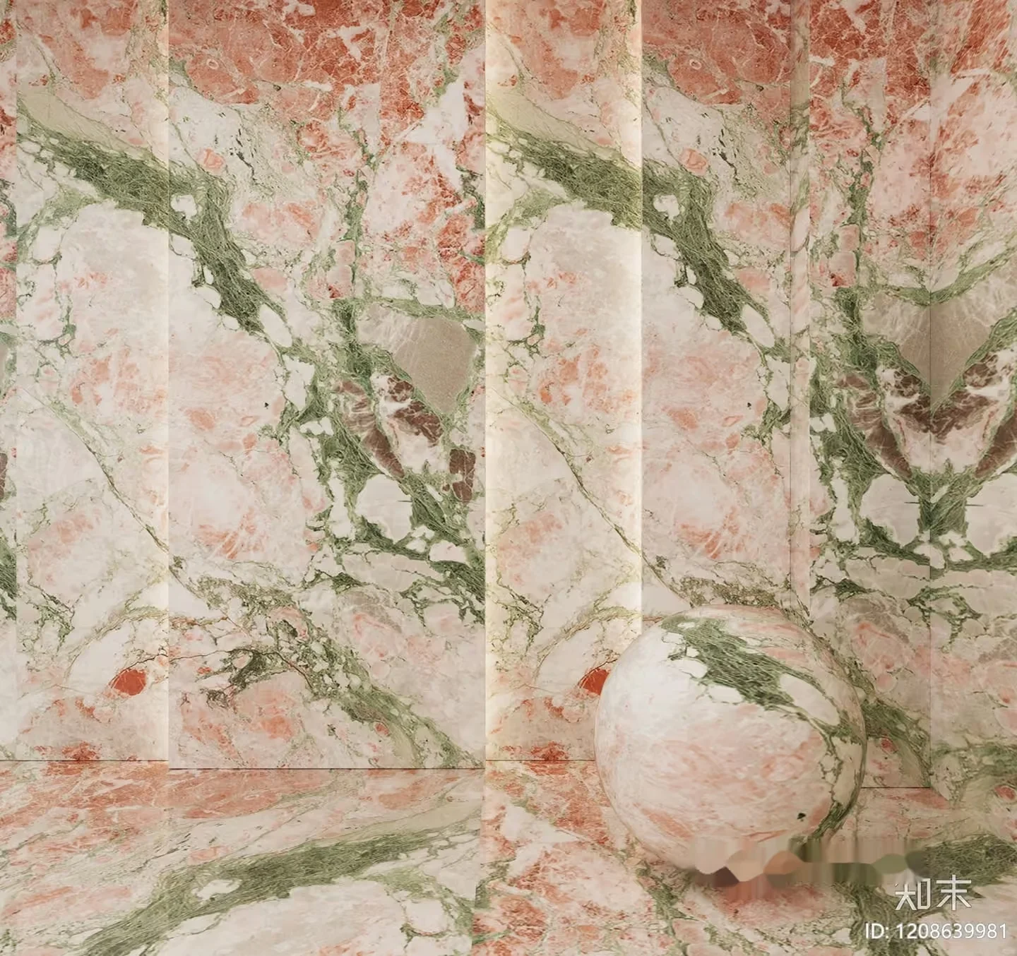 Marble Wall And Floor With A Ball 3D Model – 4805 – VRAY Render