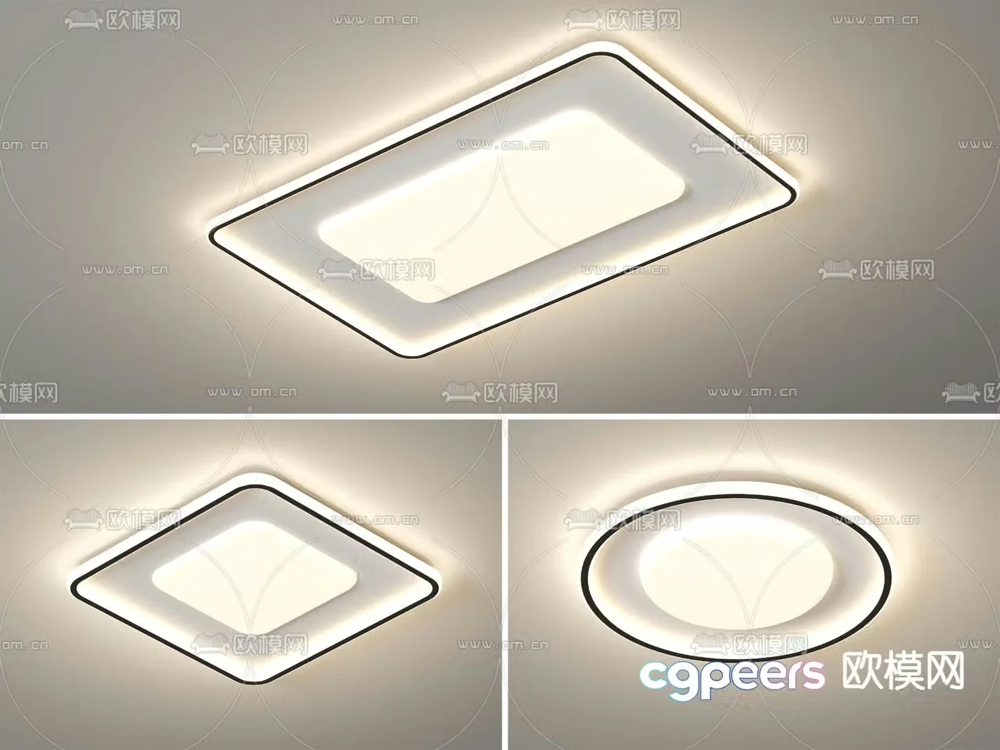 Square ceiling lamp Round ceiling lamp 3d model
