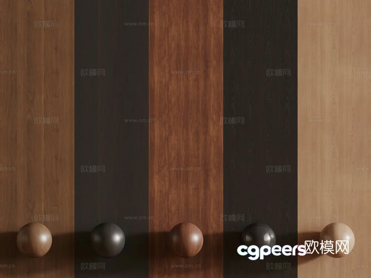 Modern wood veneer wall panel wood grain 3d model