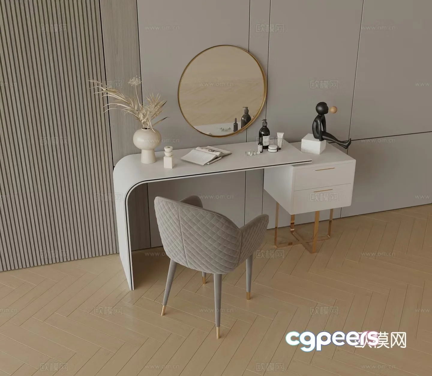 Modern dressing table dressing stool 3d model