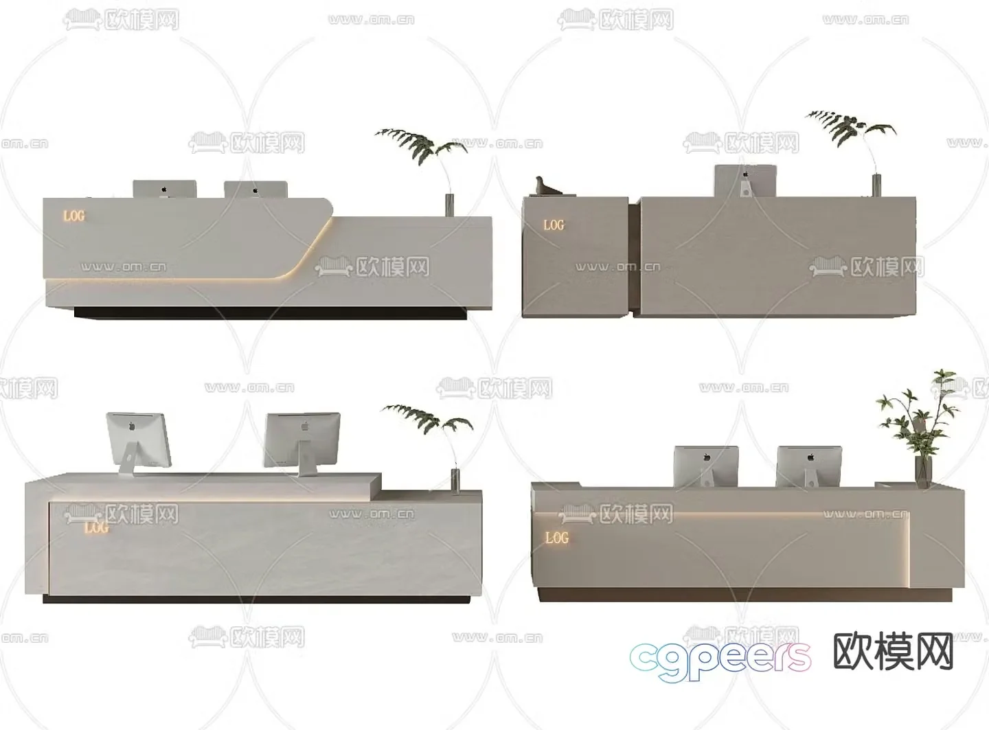 Front desk reception desk service desk information desk 3d model