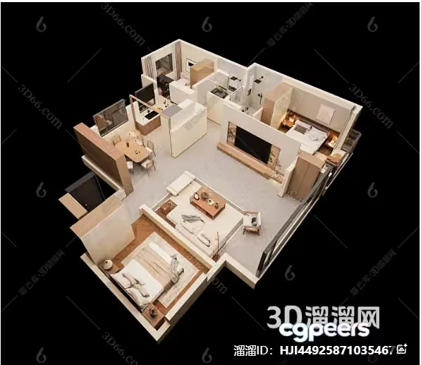 Cozy Modern Apartment 3D Model – 11000 – CORONA Render