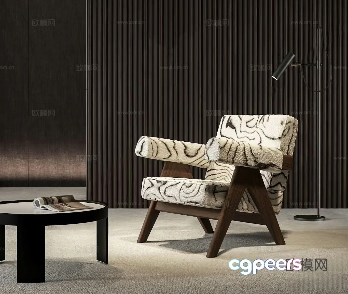 Modern and ancient leisure chair sofa chair Cassina tiger leather leisure chair armrest 3d model