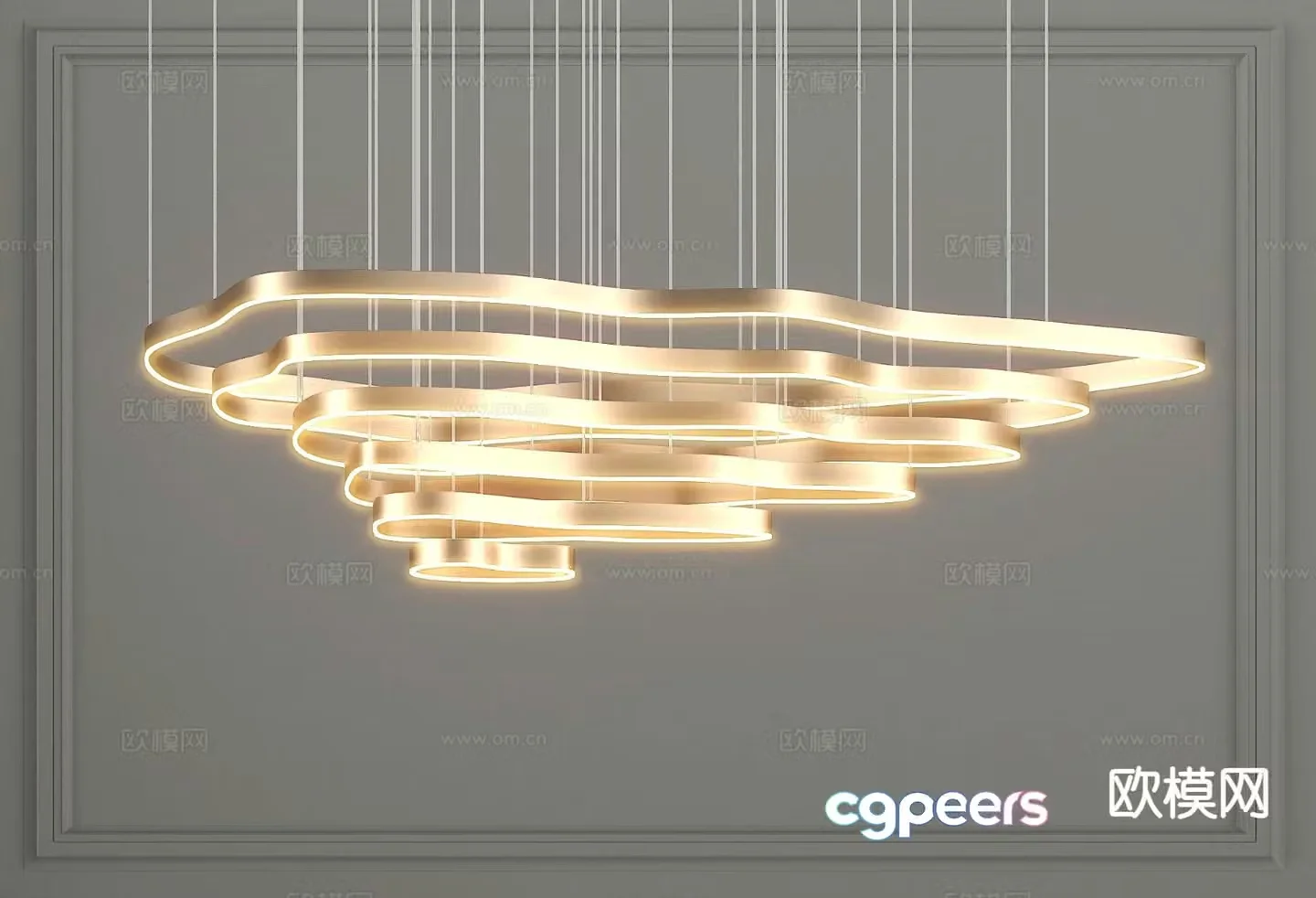 Light luxury chandelier hall chandelier 3d model