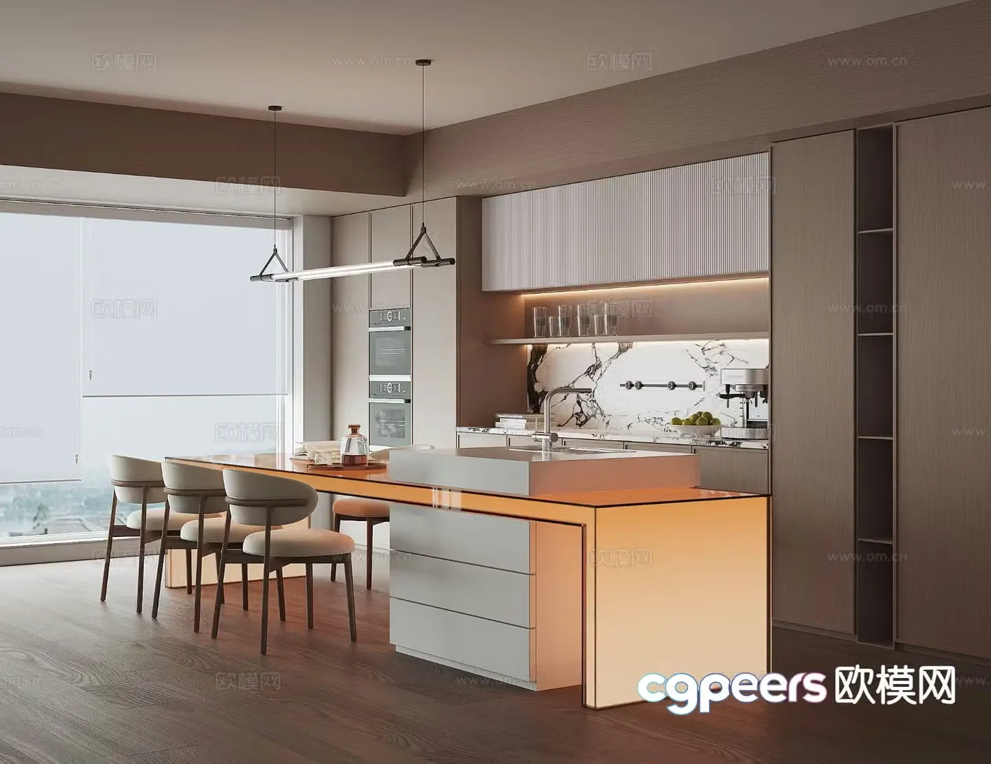 Modern island restaurant 3d model