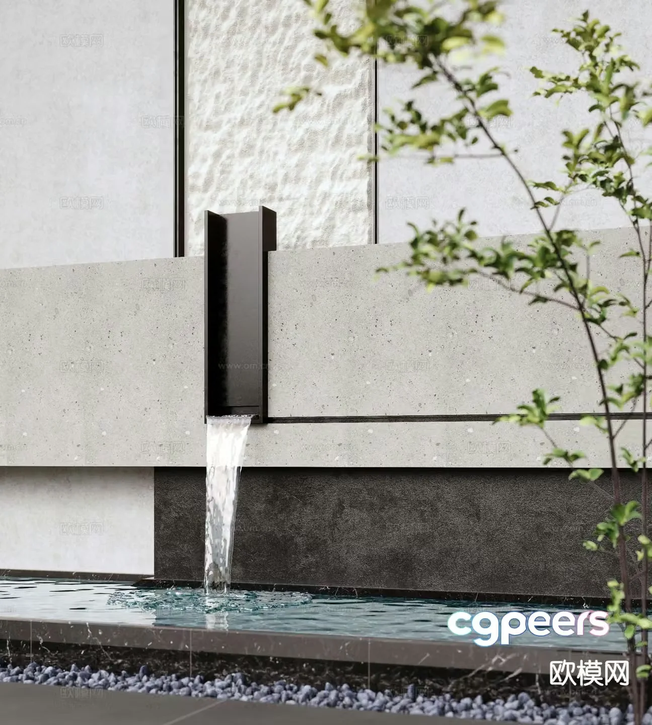 Modern water feature wall courtyard feature wall water feature flowing water 3D model