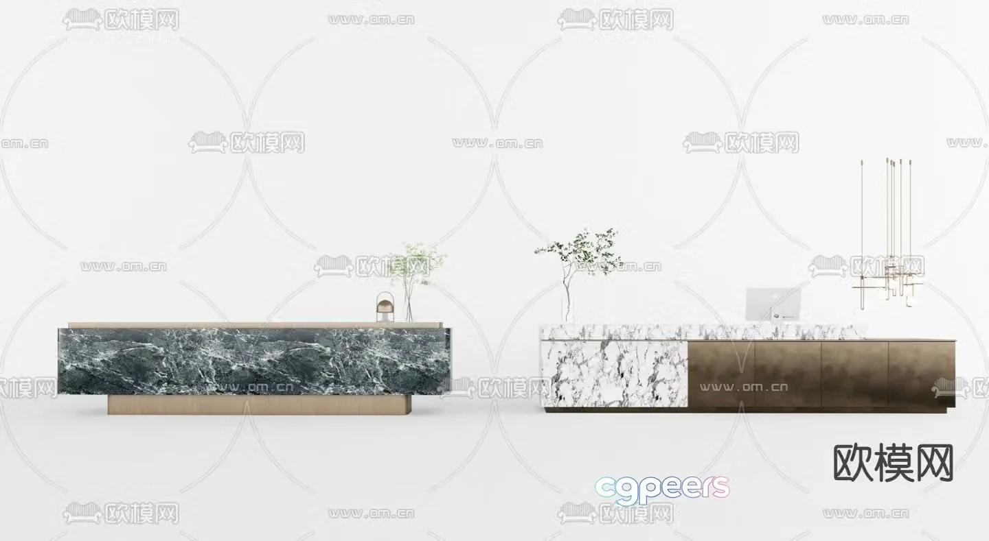 Modern front desk reception desk information desk service desk 3d model