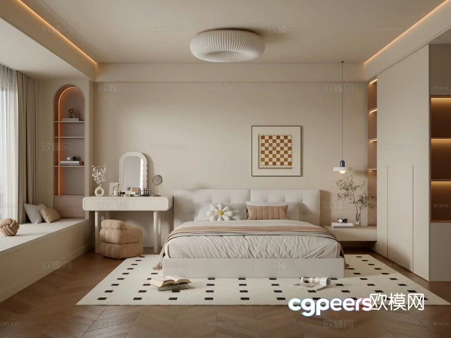 Cream style bedroom master bedroom 3d model