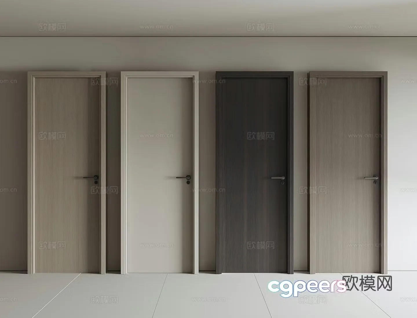 Modern single door wooden door swing door 3d model
