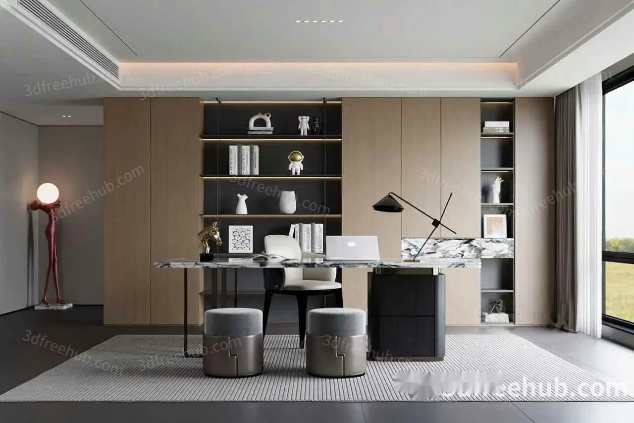 Modern Office Space 3D Model – 19545 – VRAY Render
