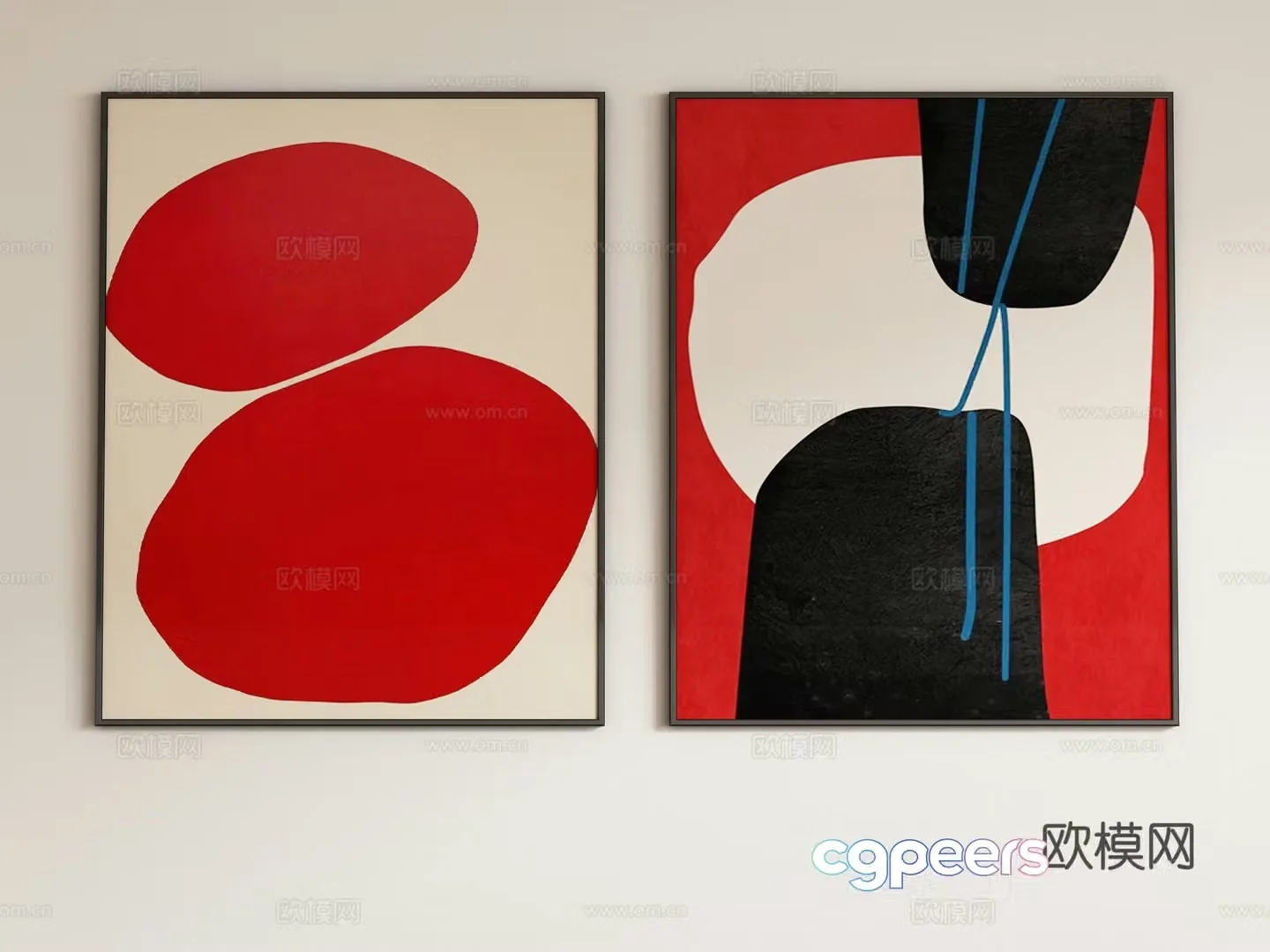 Modern abstract decorative painting hanging painting 3d model