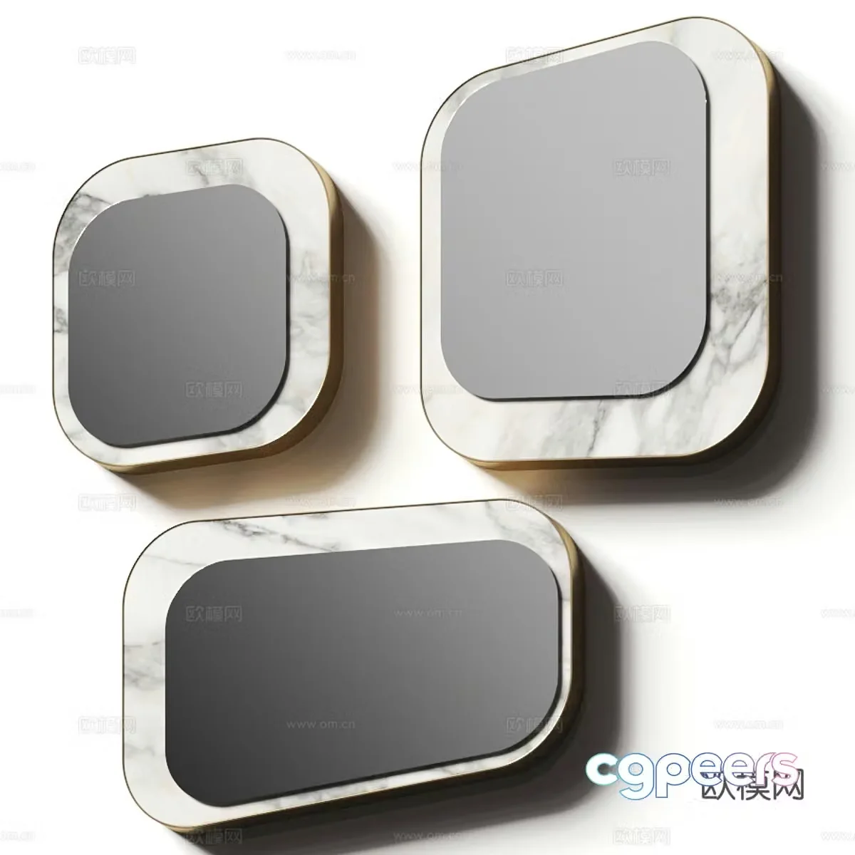 Modern Italian light luxury decorative mirror 3d model