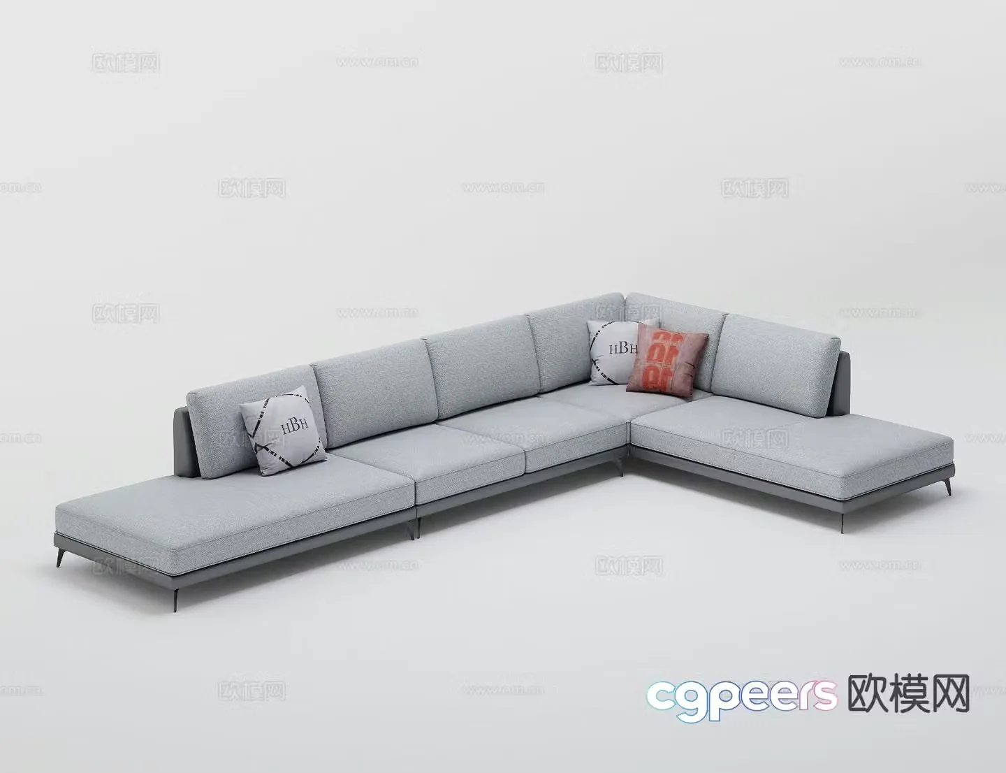 Modern multi-seater sofa corner sofa 3d model