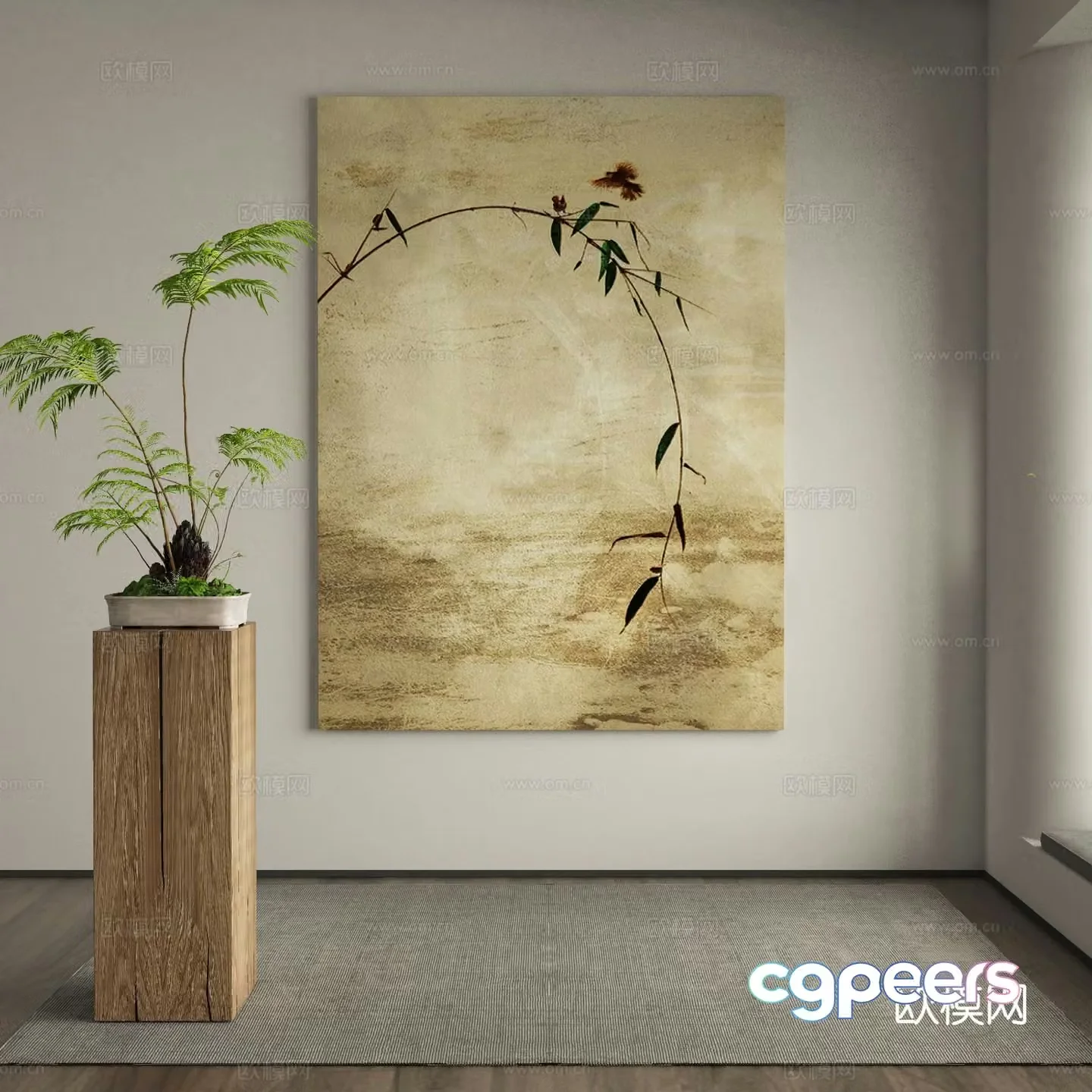 New Chinese style art painting decorative painting 3d model