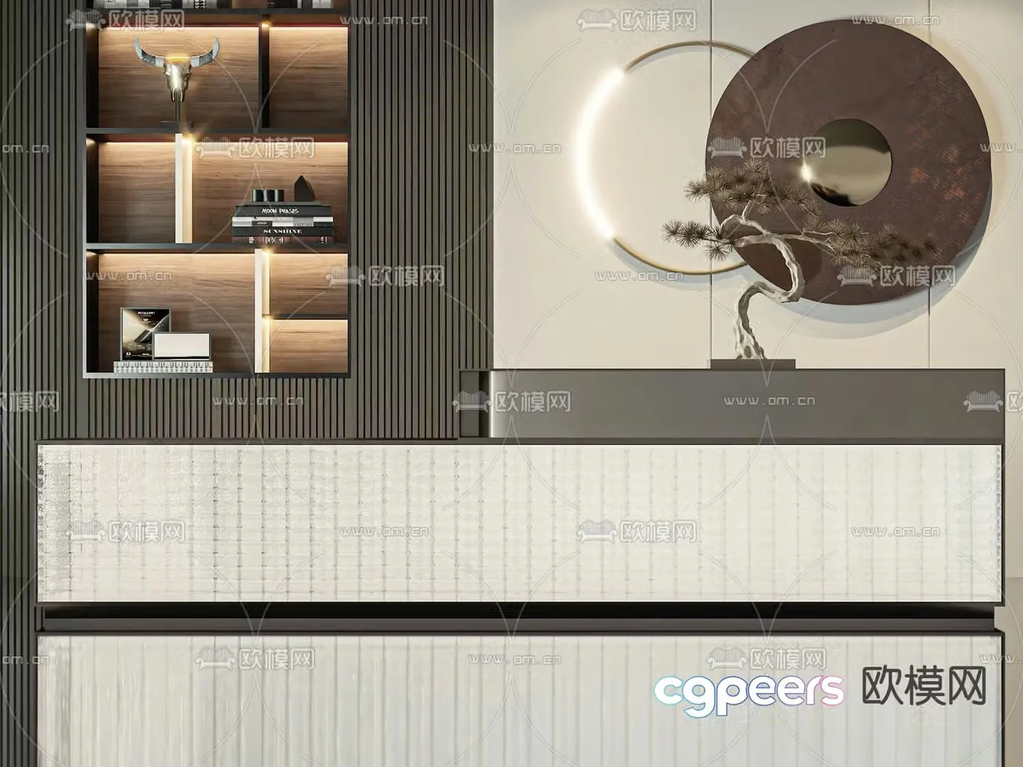 Modern front desk reception desk service desk 3d model