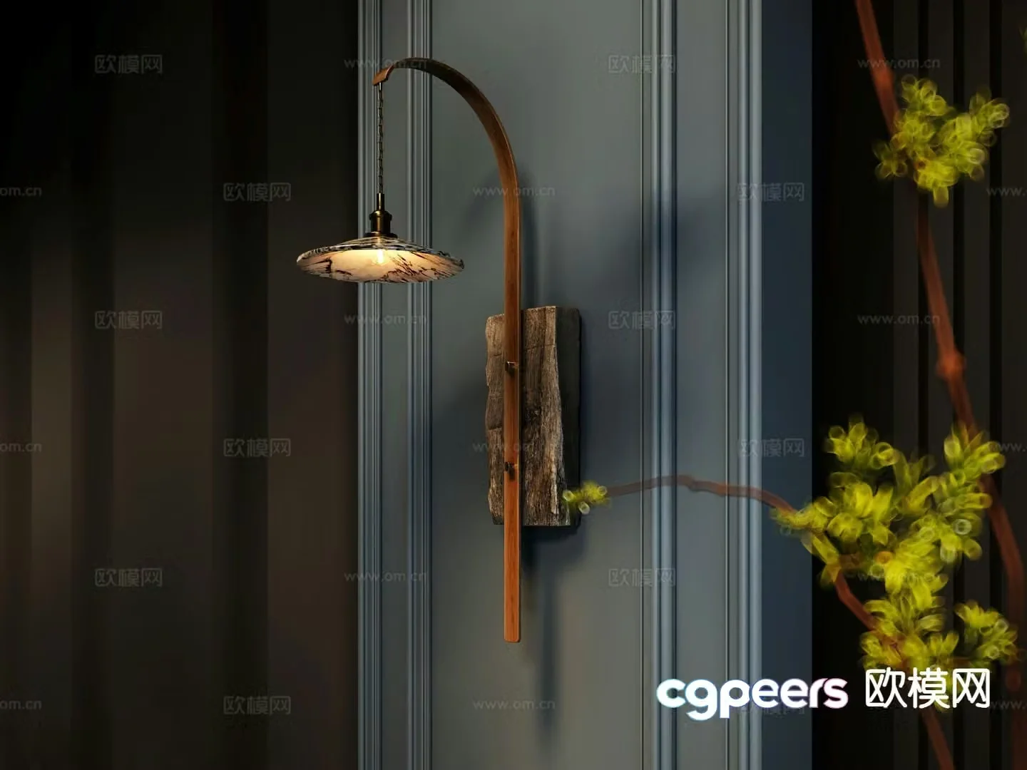 Wabi-sabi retro wall lamp 3d model
