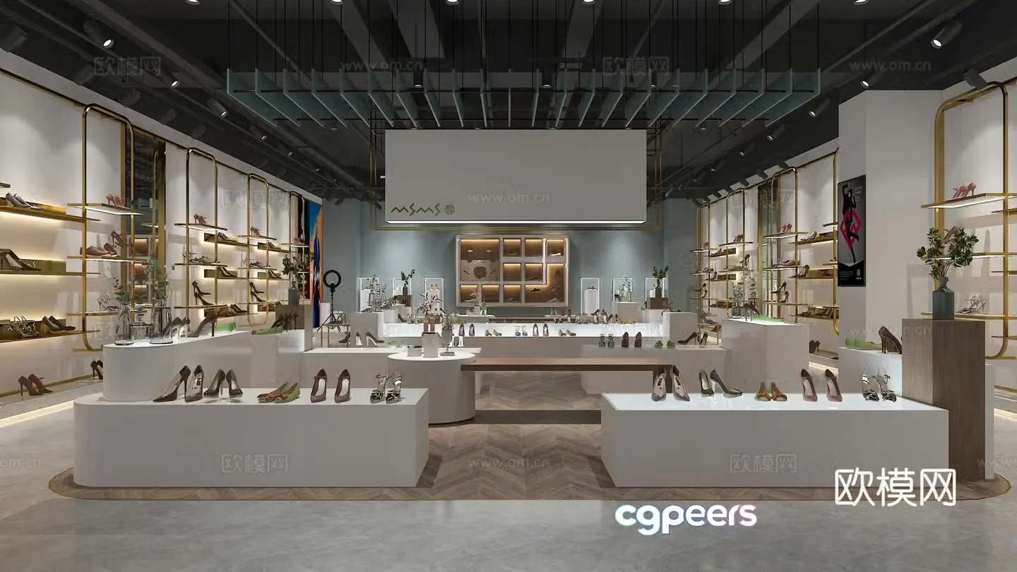 Modern shoe store exhibition hall 3d model