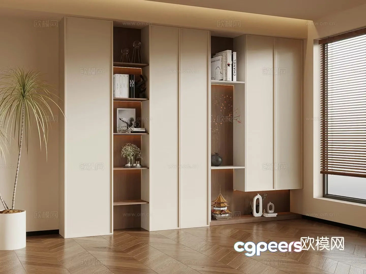 3D model of medieval style bookcase