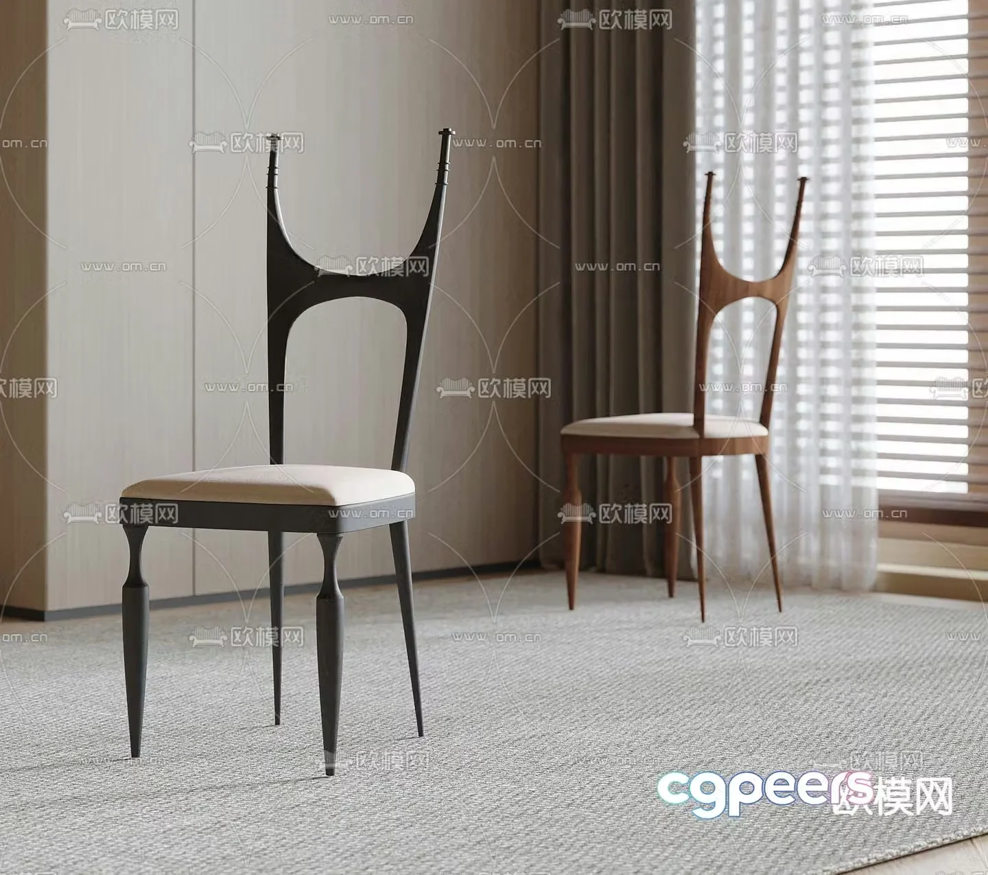 Medieval style chair dining chair 3d model