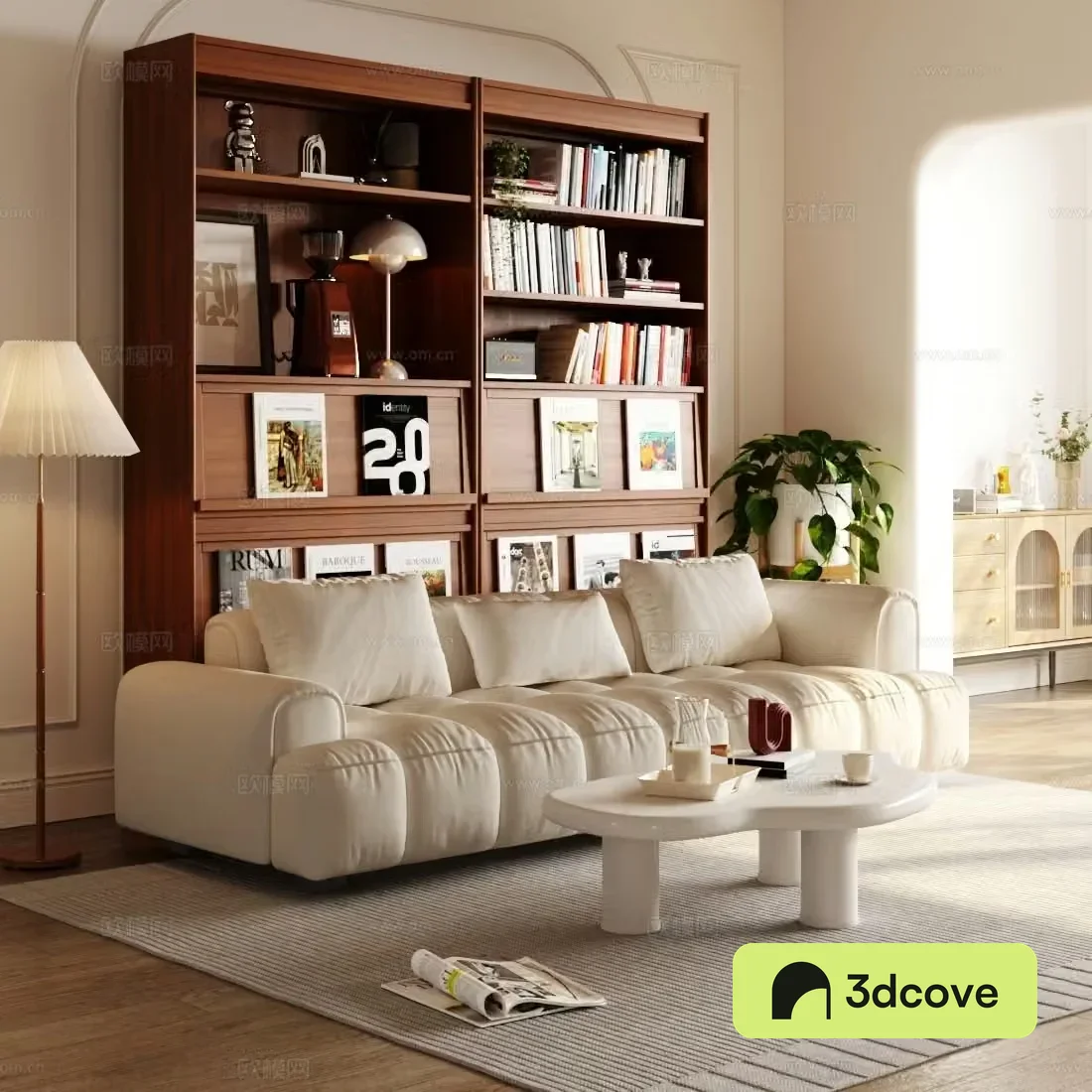 Modern sofa coffee table combination bookcase book combination