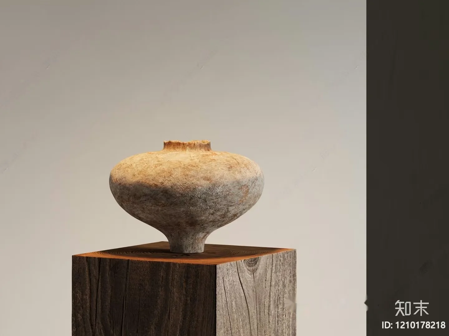 A Ceramic Vase On A Wooden Base 3D Model – 16501 – VRAY Render