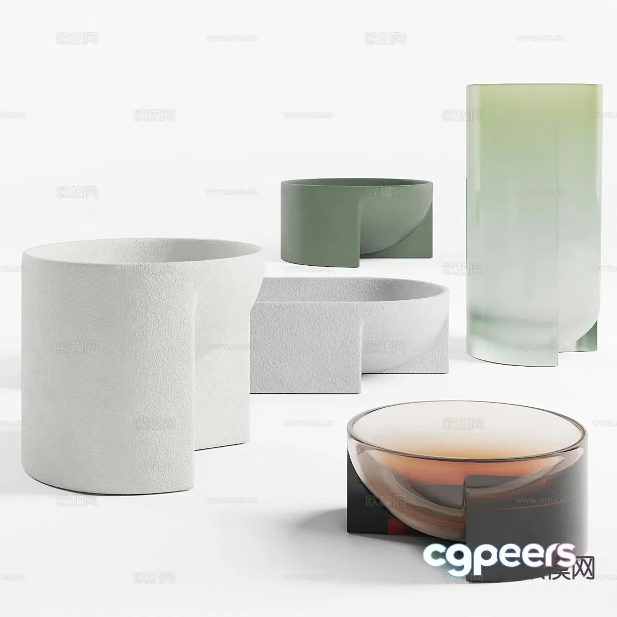 Modern ceramic ware ornaments 3d model