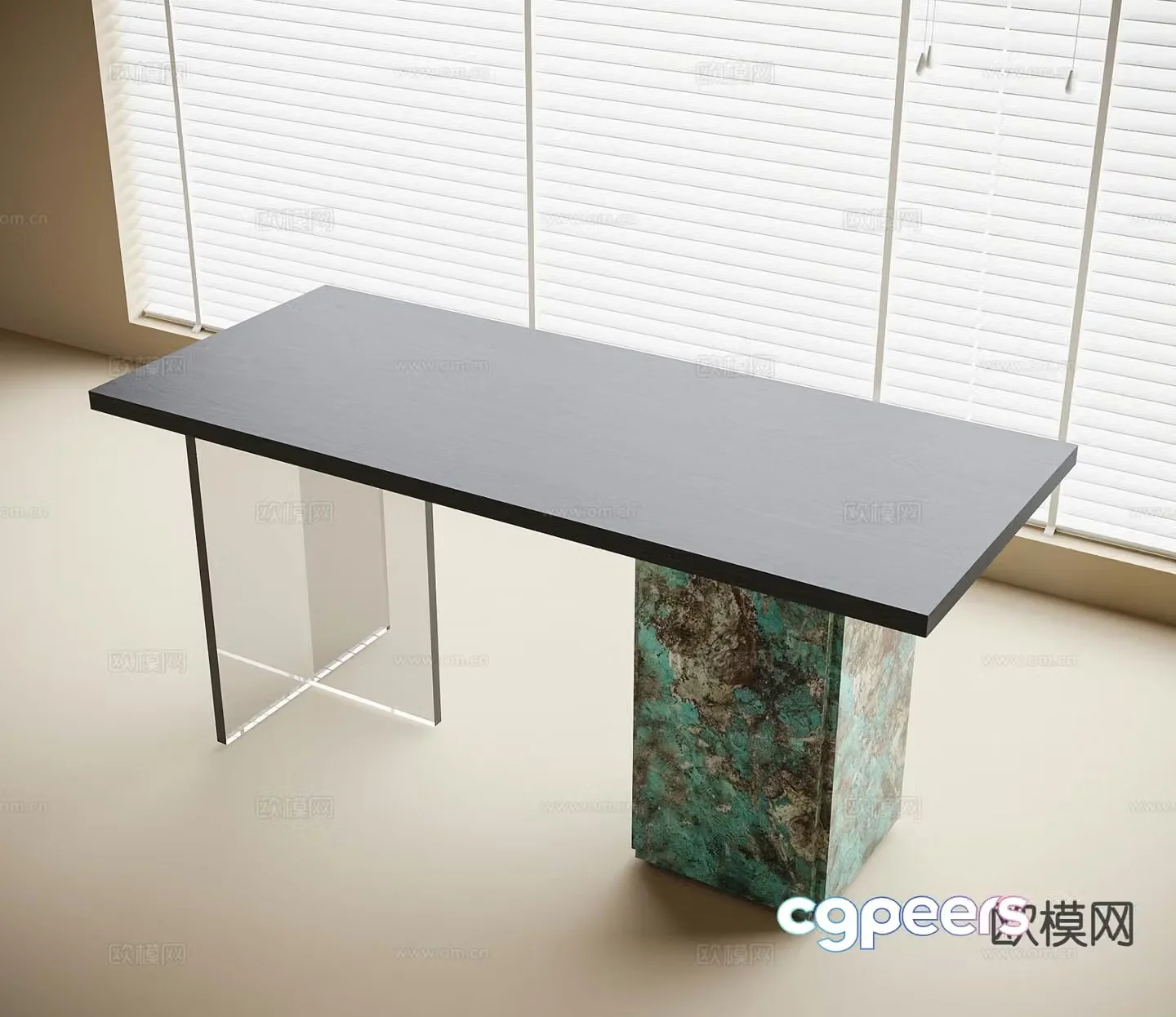 modern desk desk 3d model